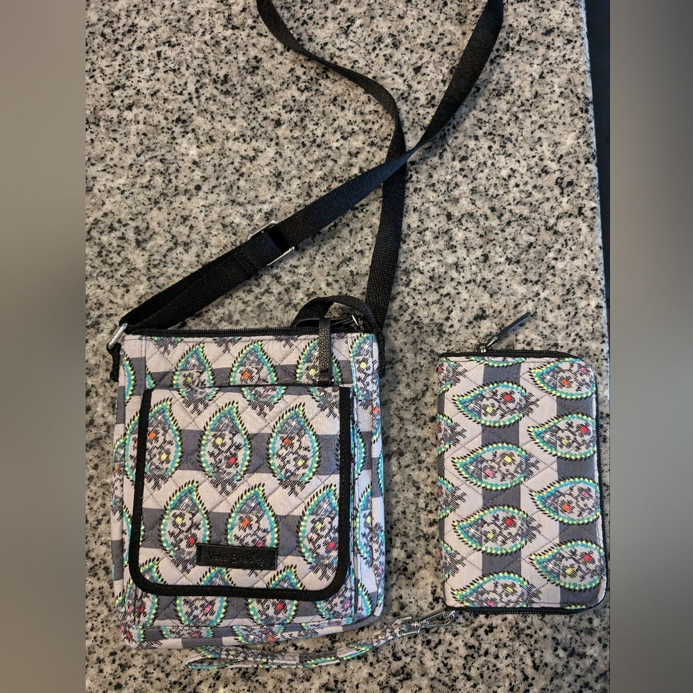 Vera Bradley Paisley Stripes Set (hipster bag and wristlet)